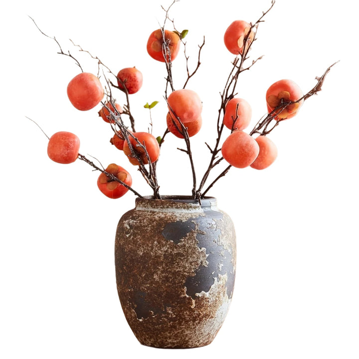 Lisslune | Harvest Bloom Decorative Vase – Artistic design with textured surface and fruit-inspired stems