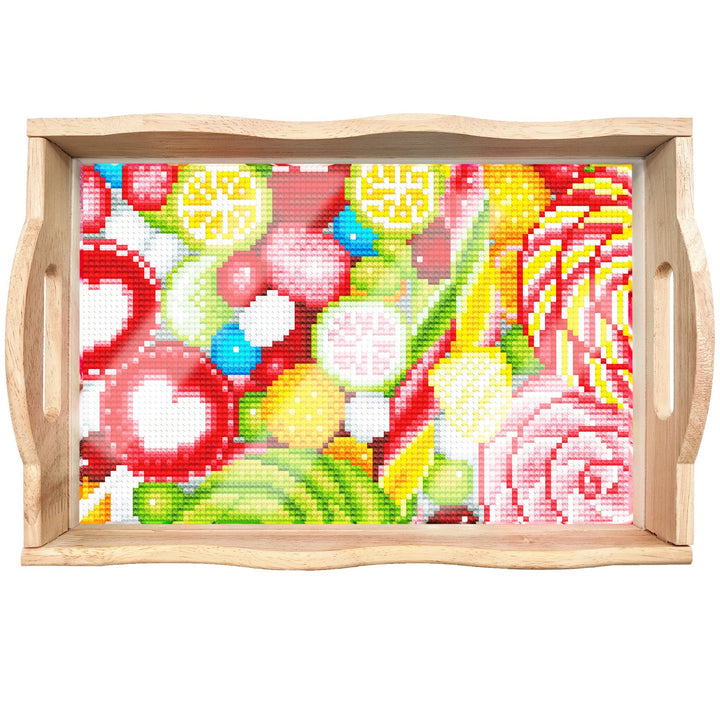 Lisslune | DIY Diamond Painting Wooden Tray Food Tray with Handle Living Room Decoration Mandala Wooden Tray Kit