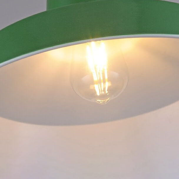 Lisslune | RetroDome Industrial Vintage Pendant Light | Green Iron Dome Design | Single Light | Rustic Ceiling Lighting