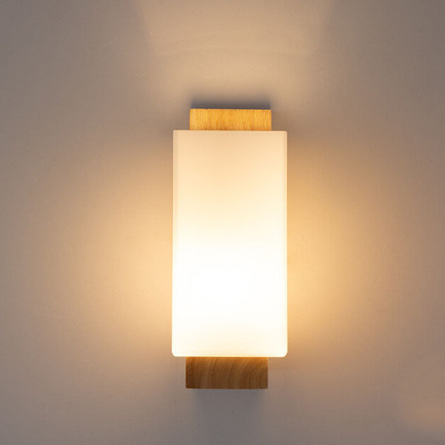Lisslune | Modern minimalist solid wood square glass column 1-light wall sconces lamp