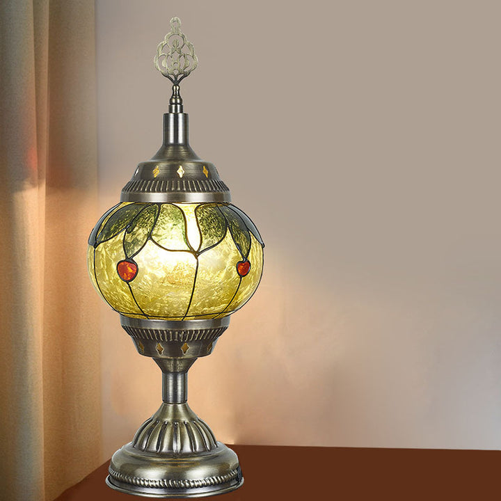 Lisslune | Traditional Tiffany romantic oval iron enameled 1-light table lamp for the bedroom