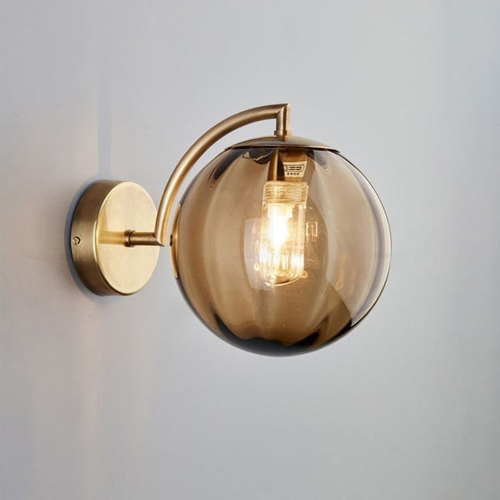 Lisslune | Contemporary Scandinavian Round Ball Iron Glass 1-Light Wall Lamp for Living Room