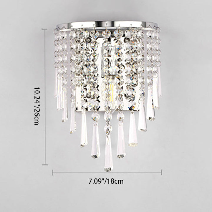 Lisslune | Modern Luxury Semi-Round Octagonal Pearl Stainless Steel Crystal 1-Light Wall Sconce Lamp for Living Room