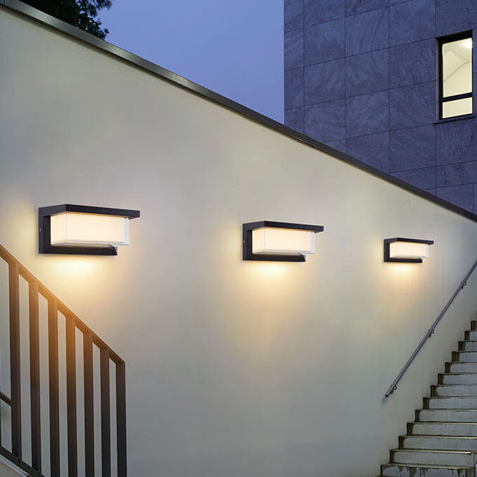 Lisslune | Modern Minimalist Solar Rectangle PC LED Outdoor Wall Light Lamp For Outdoor Patio