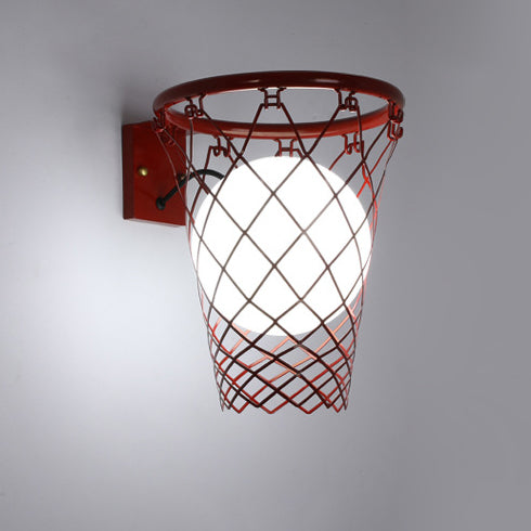 Lisslune | Slamora Children's Wall Light | Basketball Hoop Design | Glass & Metal | Art Deco Style | Bedroom Light