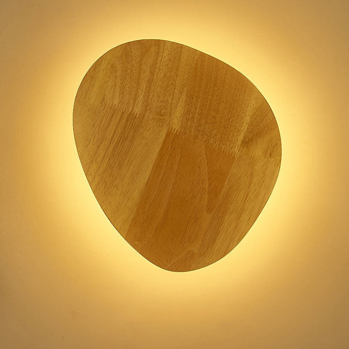 Lisslune | Modern Minimalist Round Irregular Oval Wood LED Wall Light Lamp for Living Room