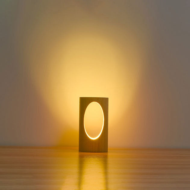 Lisslune | Japanese solid wood rectangular column LED night lamp USB table lamp