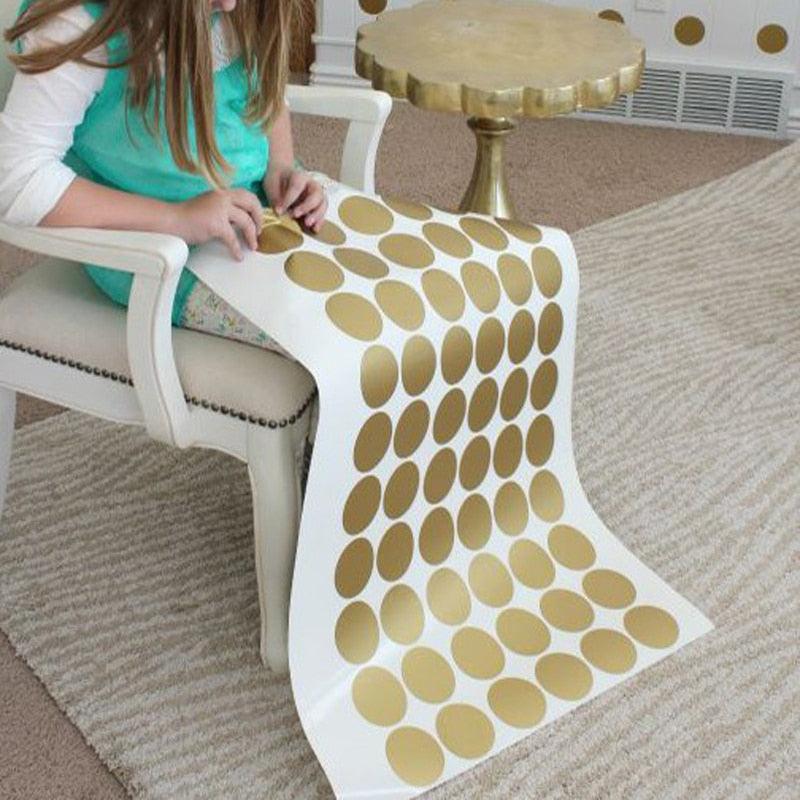 Lisslune | Golden Magic Dot Wall Tattoos: Chic Home Decor for Children and Interior Styling