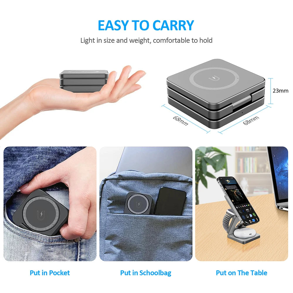 Lisslune | 3 in 1 foldable magnetic wireless charging station
