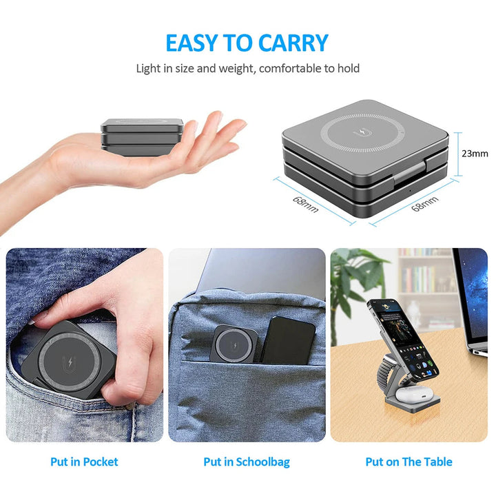 Lisslune | 3 in 1 foldable magnetic wireless charging station