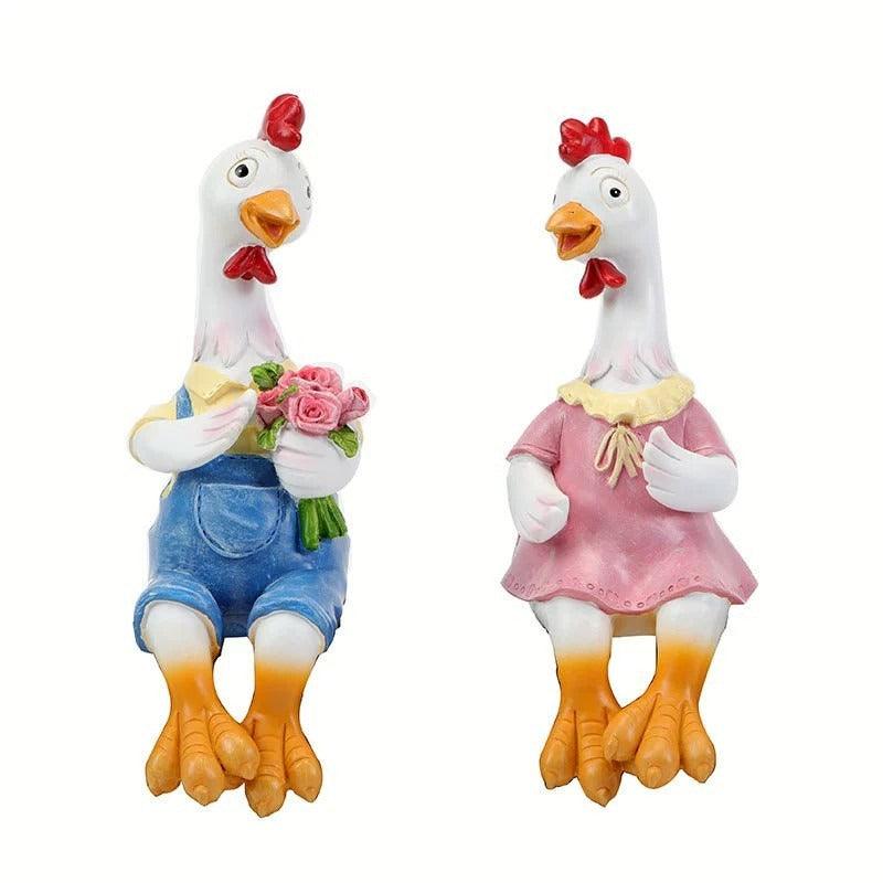 Lisslune | Shady resin chicken duo for garden and balcony magic