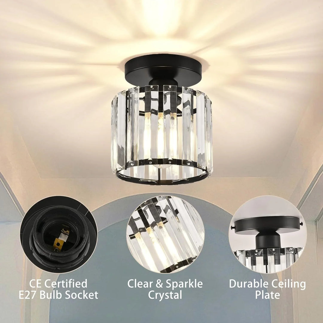 Lisslune | Modern Crystal Ceiling Light with Gold and Black Accents – Stylish Lighting for Your Home