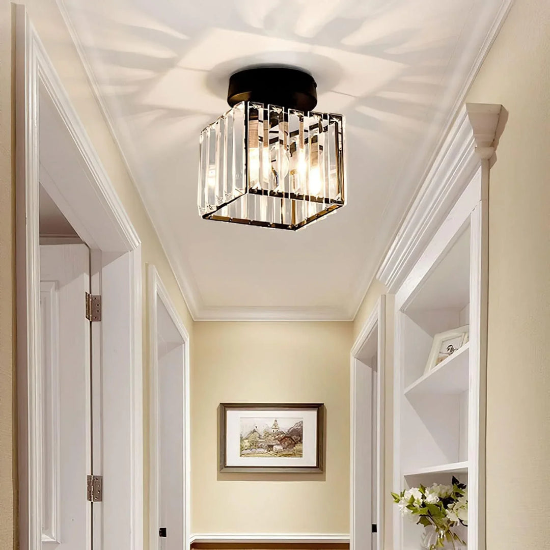 Lisslune | Modern Crystal Ceiling Light with Gold and Black Accents – Stylish Lighting for Your Home