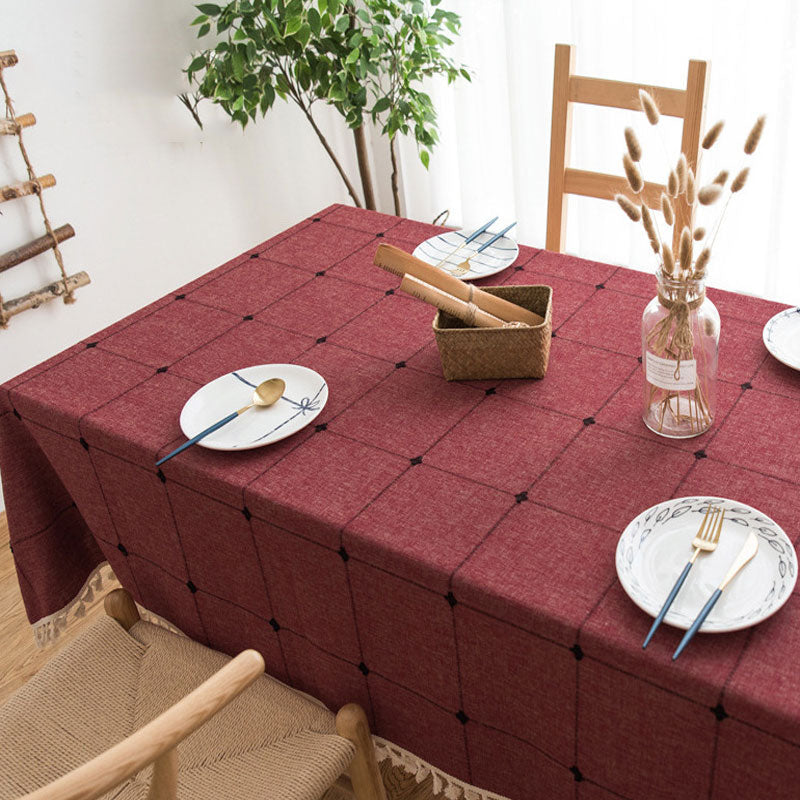 Lisslune | Waterproof Oil-resistant Rectangular Tablecloth Cotton Linen Wrinkle-resistant Tablecloth for Kitchen Dining Room Buffet Party