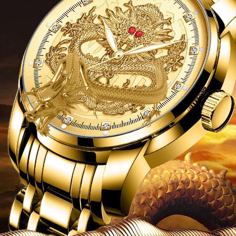 Lisslune | Embossed Golden Dragon Watch