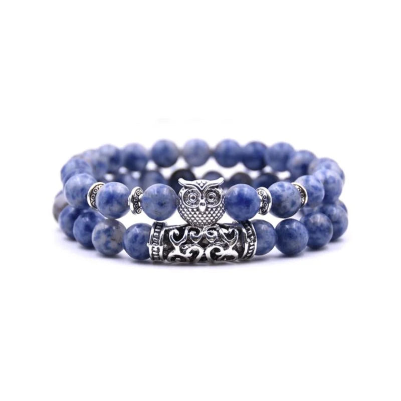 Lisslune | Owl Charm Natural Stone Bracelet