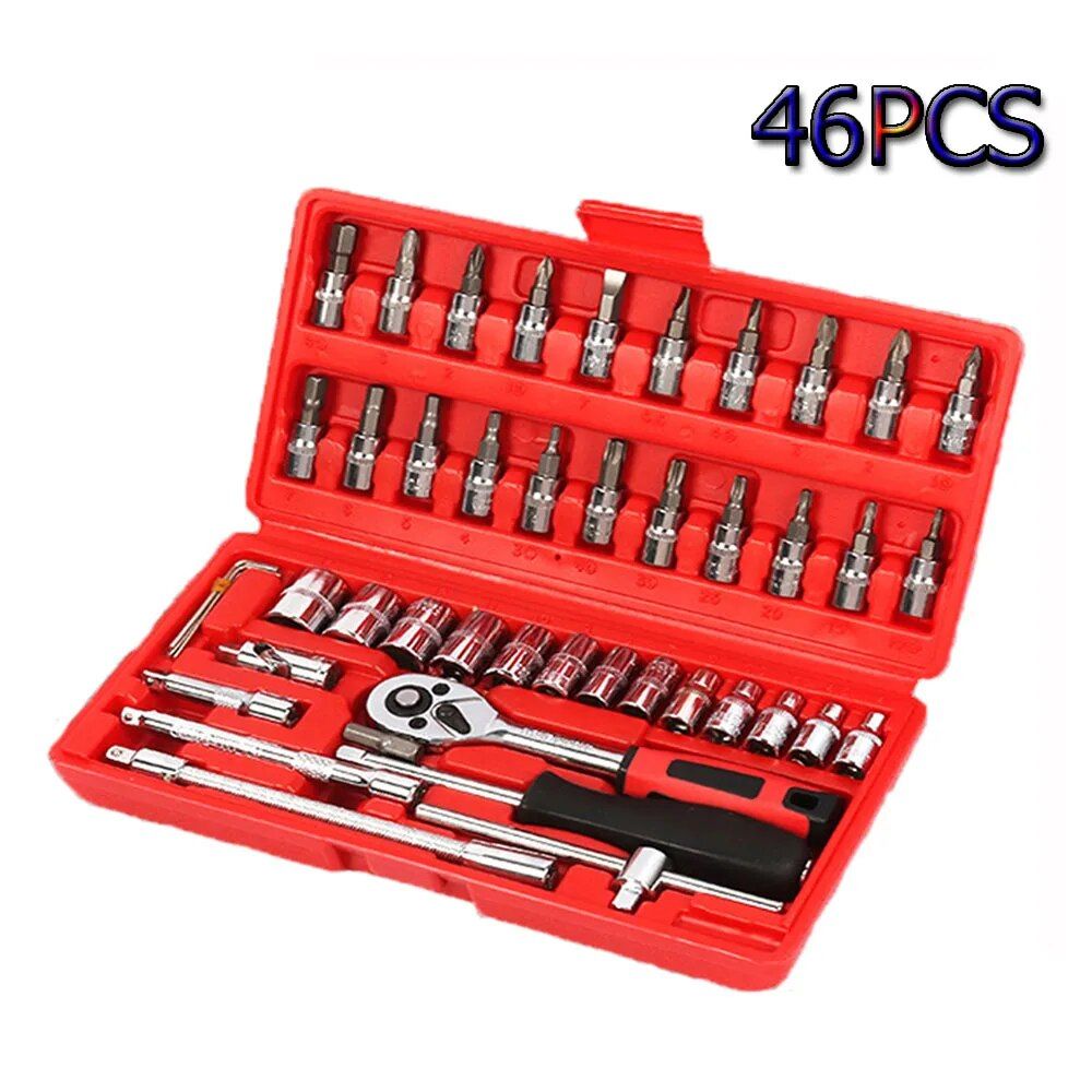 Lisslune | Professional 46-piece car repair tool set - Multifunction steering wheel removal tool and tire removal set
