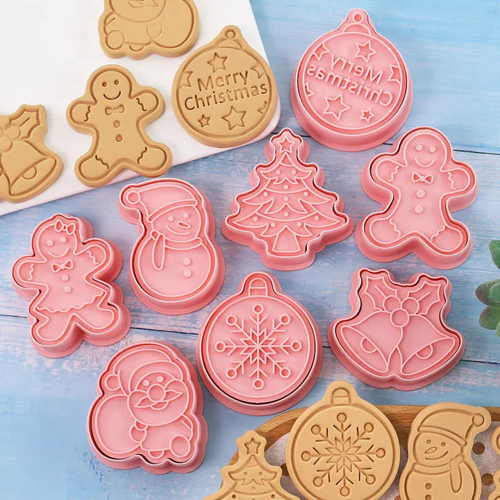 Lisslune | 8 Pieces/Set DIY Cake Decoration Tools Christmas Cartoon Cookie Cutter Set Plastic Baking Molds Cookie Tools