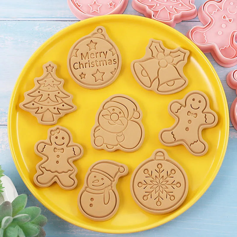 Lisslune | 8 Pieces/Set DIY Cake Decoration Tools Christmas Cartoon Cookie Cutter Set Plastic Baking Molds Cookie Tools