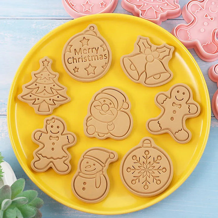 Lisslune | 8 Pieces/Set DIY Cake Decoration Tools Christmas Cartoon Cookie Cutter Set Plastic Baking Molds Cookie Tools