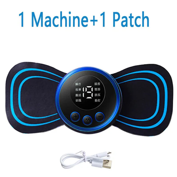 Lisslune | 4PCS LCD Display EMS Neck Massage Electric Massager Cervical Neck Back Patch 8 Mode Pulse Muscle Stimulator Portable Pain Relief