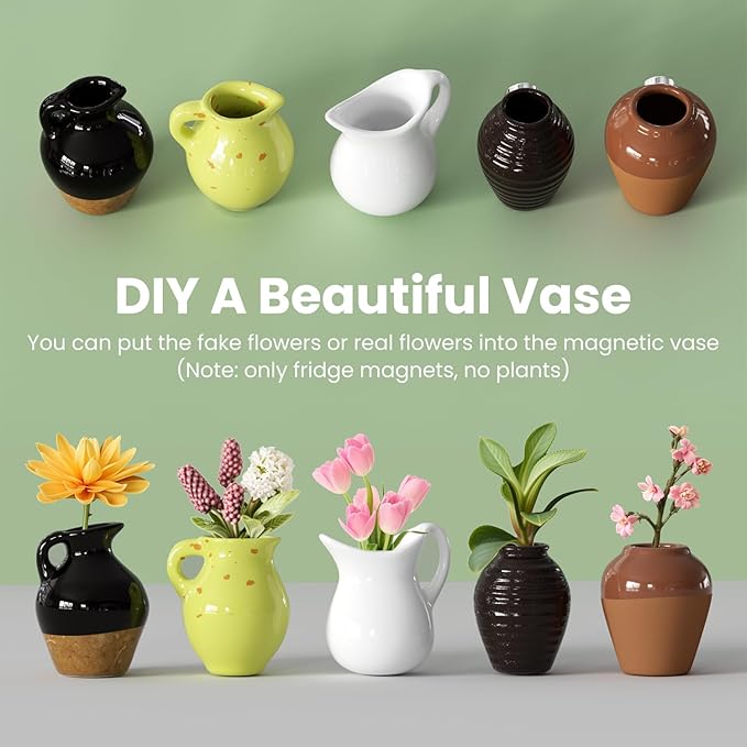 Lisslune | 3-piece set mini plant vases magnets for decorative and fresh accents