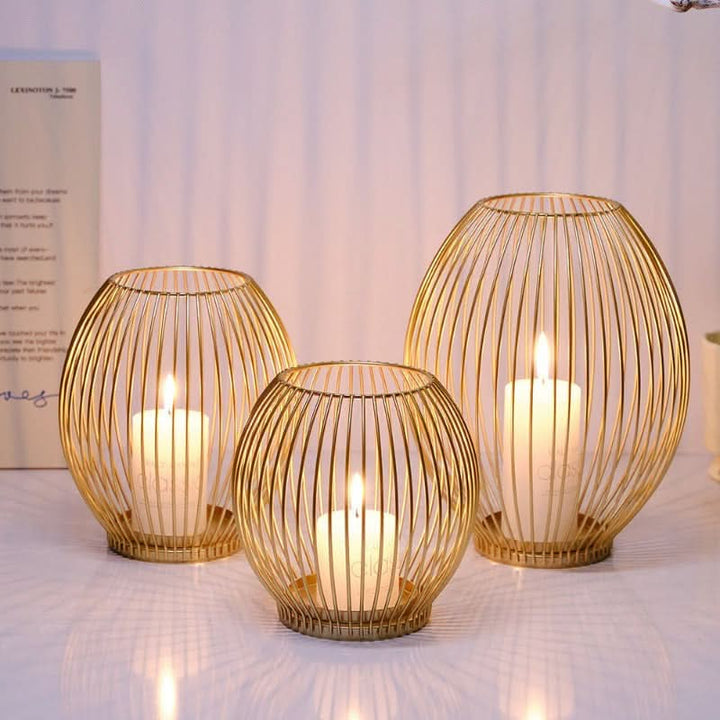 Lisslune | Set of 3 Vintage Black Metal Lantern Candelabras
