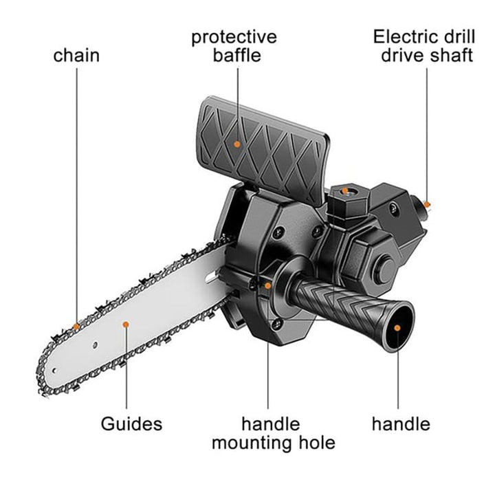 Lisslune | 6 Inch Electric Drill Modified To Electric Chainsaw Drill Attachment