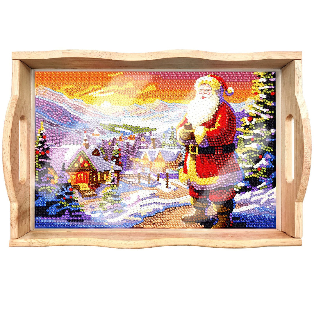 Lisslune | DIY Diamond Painting Wooden Tray Food Tray with Handle Living Room Decoration Mandala Wooden Tray Kit