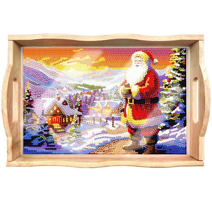 Lisslune | DIY Diamond Painting Wooden Tray Food Tray with Handle Living Room Decoration Mandala Wooden Tray Kit