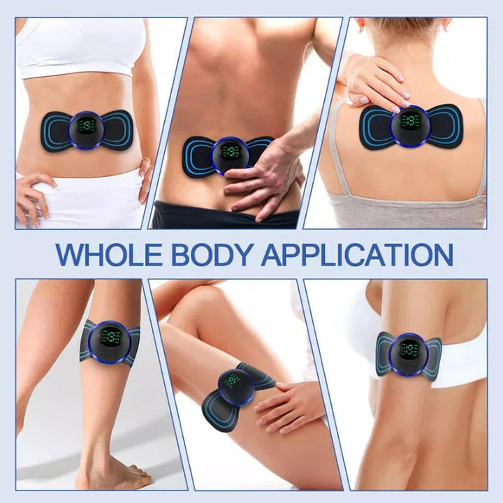 Lisslune | 4PCS LCD Display EMS Neck Massage Electric Massager Cervical Neck Back Patch 8 Mode Pulse Muscle Stimulator Portable Pain Relief