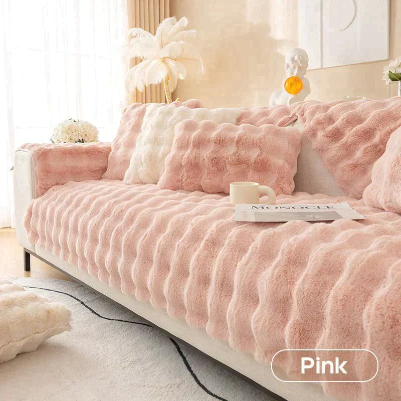 Lisslune | thick rabbit plush sofa cover