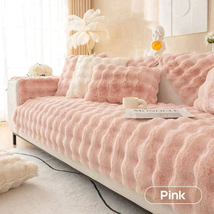 Lisslune | thick rabbit plush sofa cover