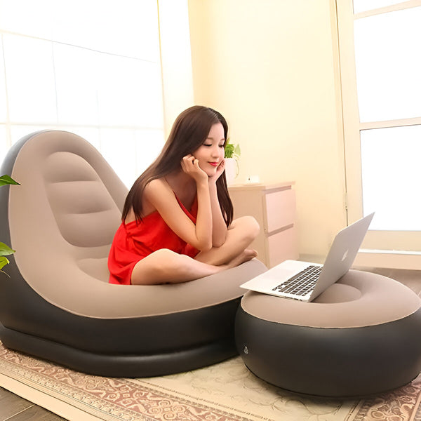 Lisslune | RelaxSeat Inflatable Lounge Chair with Footrest – Indoor & Outdoor Comfort