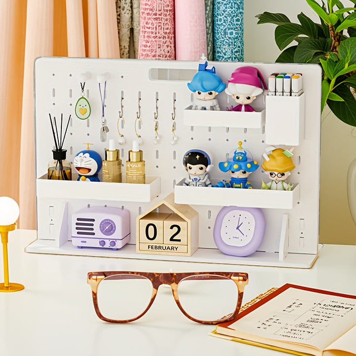 Lisslune | Ein Set aus bohrlosem Nagelbrett-Lagerset (einschließlich Zubehör) Multifunktionaler Desktop-Organizer, geeignet für Schlafsaal, Büroaufbewahrung, einfach zu installieren Hochwertige PVC-Holz-Kunststoff-Platte, praktisches Regal, Loc