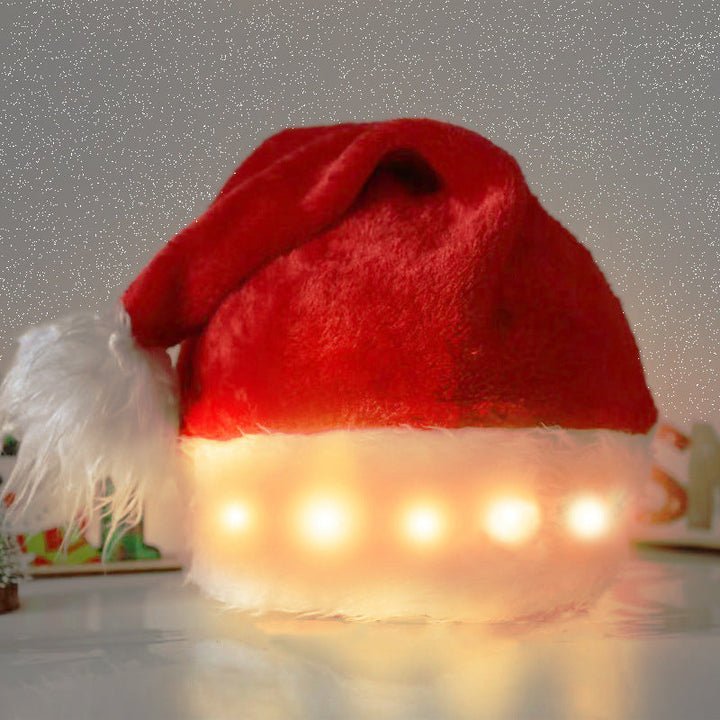Lisslune | Illuminated Christmas Hat with LED Lights – Soft Plush Santa Hat with Color Lights