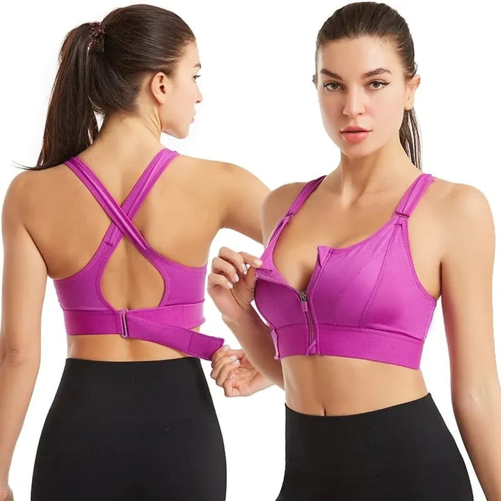 Lisslune | Wireless Support Super Tight Impact Resistant Zip Sports Bra