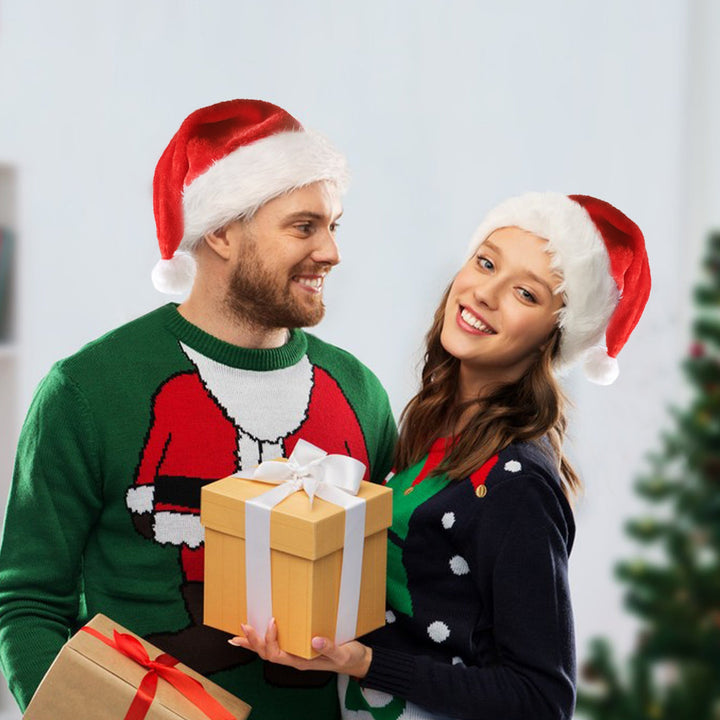 Lisslune | Illuminated Christmas Hat with LED Lights – Soft Plush Santa Hat with Color Lights