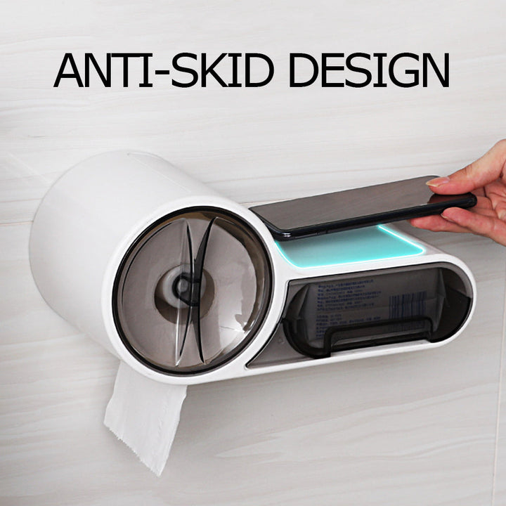 Lisslune | DryHold Self-Adhesive Toilet Paper Holder – Waterproof Wall Solution with Extra Storage Space