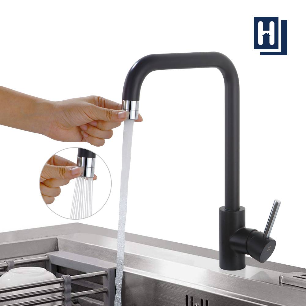Lisslune | 2-Beam Kitchen Faucet Black 360° Rotatable Water Faucet Kitchen Faucet Sink
