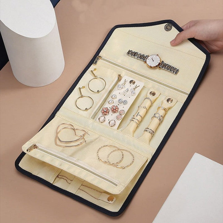 Lisslune | Foldable Jewelry Storage Bag, Roll Up Organizer Pouch, for Necklaces, Earrings, Bracelets, Rings, Chains, Brooches and More