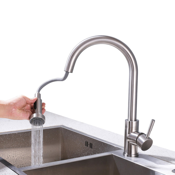 Lisslune | 2 spray types kitchen faucet with pull-out spray mixer kitchen