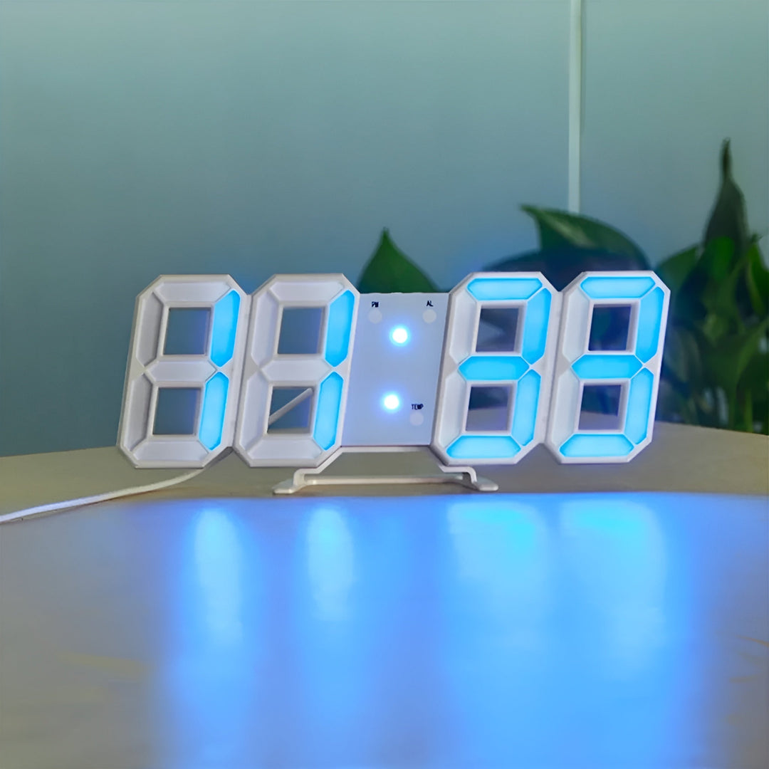 Lisslune | PixelTime Clock – Modern 3D LED Digital Wall Clock with Temperature, Date & Alarm
