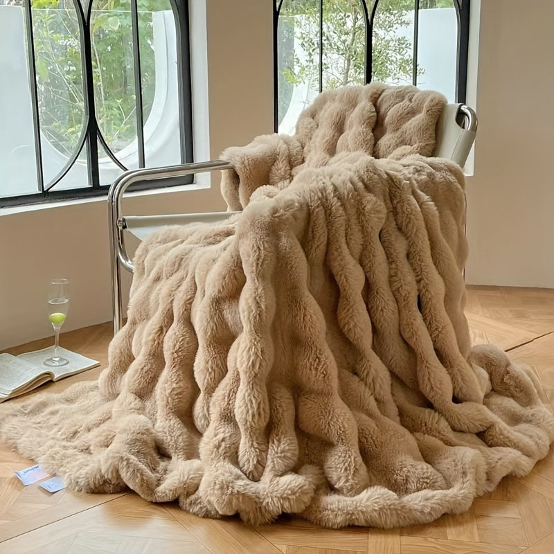 Lisslune | FleeceHaven - Luxuriously Soft Bubble Fleece Blanket for Relaxing
