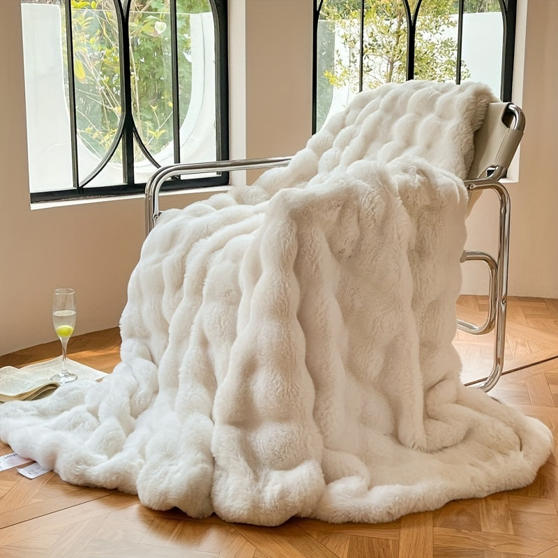 Lisslune | FleeceHaven - Luxuriously Soft Bubble Fleece Blanket for Relaxing