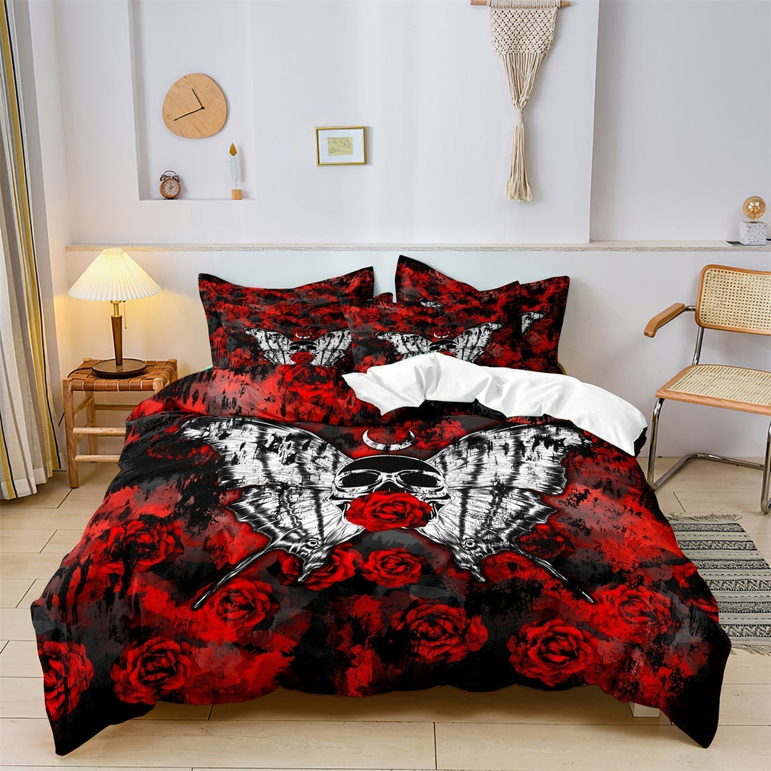 Lisslune | GothicLuxe - Skull & Rose-Themed Bed Set