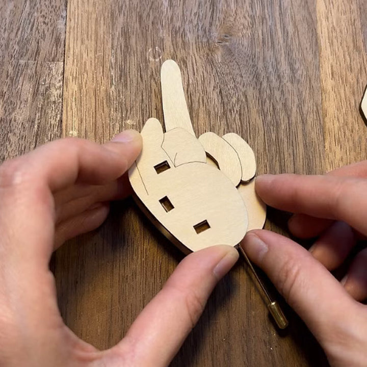 Lisslune | Funny Wooden Finger Brooch