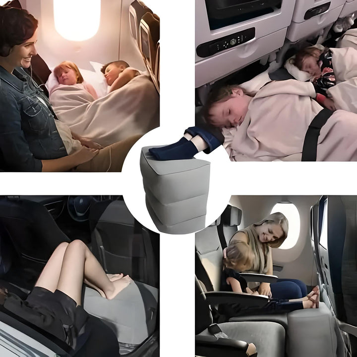 Lisslune | Inflatable Travel Footrest | Ergonomic, Adjustable Height & Compact for Planes, Trains, Buses & Office Use
