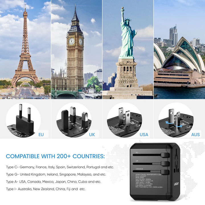 Lisslune | Ultimate Travel Power Hub: All-in-One Universal Adapter
