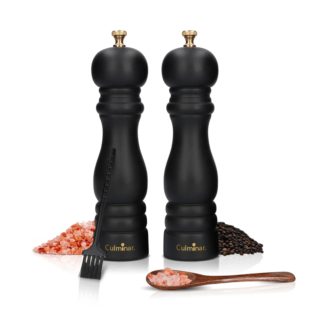 Lisslune | Salt and Pepper Mill Set – Manual Spice Mill made of Wood with Ceramic Grinder & Adjustable Grinding Degree